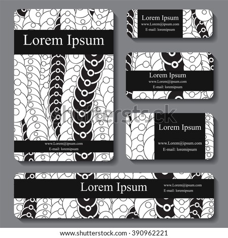 stock vector set of business card. decorative ornament. doodle design
