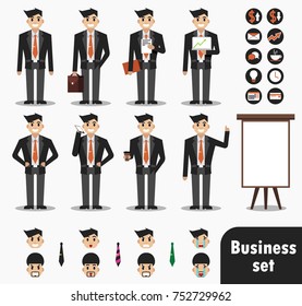 stock vector set of businessman character vector design