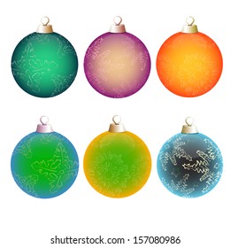 Stock vector set with christmas balls and snowflakes ornament