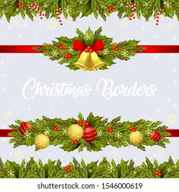 stock vector set of christmas borders. for christmas poster, greeting cards, headers, website. vector illustration background.