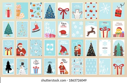 stock vector set of christmas elements. premium flat christmas sign and symbols. holiday background.