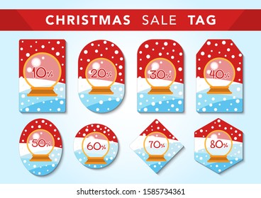 stock vector set of christmas sale with christmas ball. special offer vector tag. New year holiday card template. Shop market poster design.