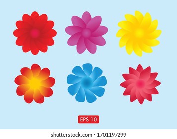 Stock Vector Set Colorful Flower Illustration Background Design