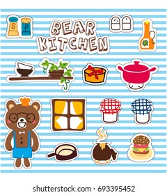 stock vector set of cute bear kitchen