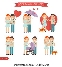 Stock vector set of cute  family  icons for your design