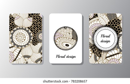 stock vector set of floral and wave card. template for cover