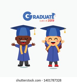 stock vector set of illustration happy graduate character