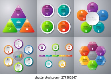 Stock Vector set of infographics. Templates for options 4 and 6. Timeline Template