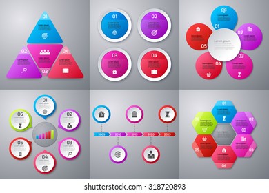 Stock Vector set of infographics. Templates for options 4 and 6. Timeline Template.