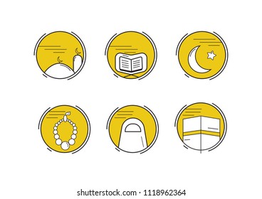 stock vector set of Islamic icons