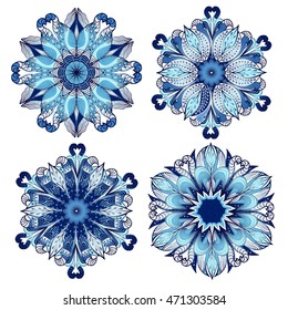 stock vector set of  mandala for printing on paper, fabric. Indian, arabic, orient ornament. isolated snowflakes