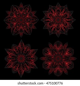 stock vector set of  mandala for printing on paper, fabric. Indian, arabic, orient ornament. isolated snowflakes