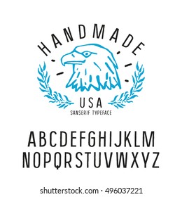 Stock vector set of sanserif font in the style of handmade graphics. Isolated on white background