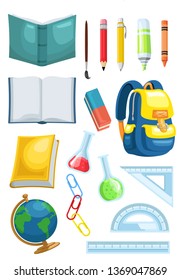 stock vector set school supplies graphic object illustration
