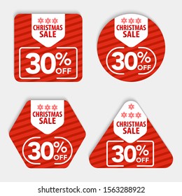 stock vector set of shape christmas sale. special offer vector tag. New year holiday card template. Shop market poster design.
