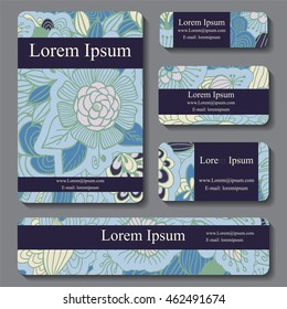 Stock vector set of template with floral ornament,oriental design for card, banner, cover