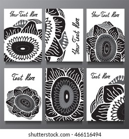 Stock vector set of template with floral ornament,oriental design for card, banner, cover.