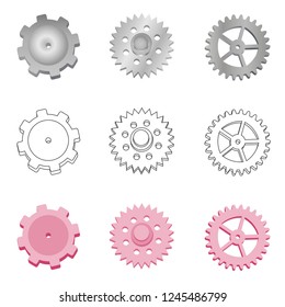 Stock vector set of various steel gears on white background