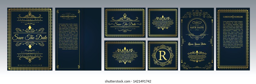stock vector set wedding flourishes ornaments 