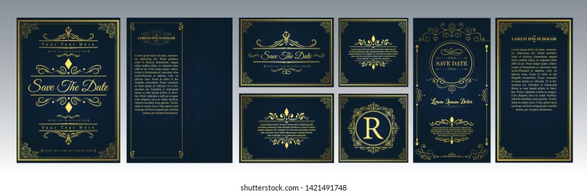 stock vector set wedding flourishes ornaments 