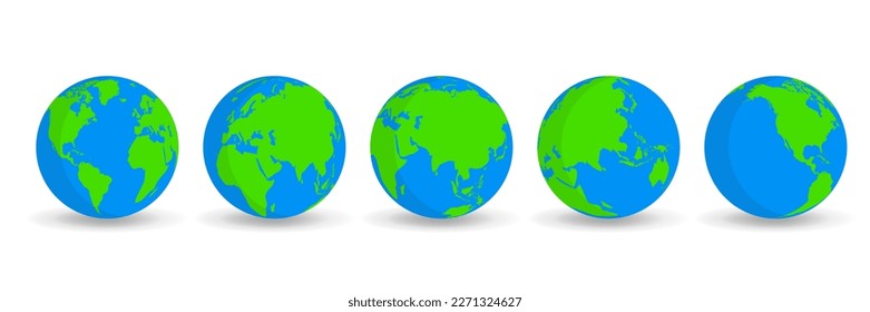 Stock Vector Set of the world map with transparent background, featuring the continents of Asia, Africa, America, and Europe - perfect for travel concepts. Globe map icon.Earth globe hemispheres icon.