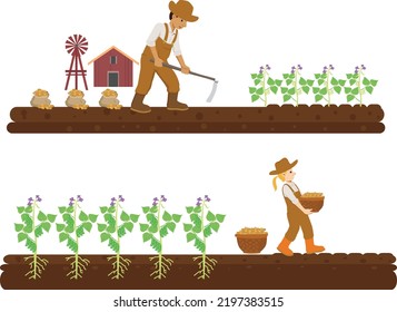 The stock vector silhouette A farmer in the field. countryside living concept graphic illustration