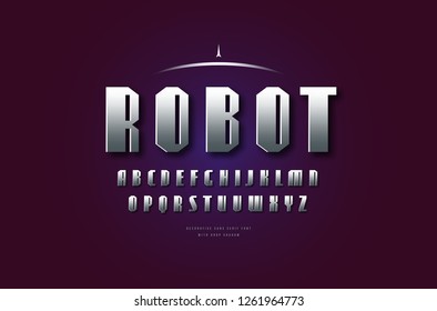 Stock vector silver colored and metal chrome narrow font, alphabet, typeface. Cyber style typeset. Letters for sci-fi, fantastic, space logo and headline design