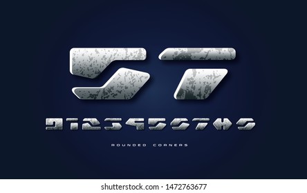 Stock vector silver colored and metal chrome numerals. For sci-fi, cinema, space logo and emblem design