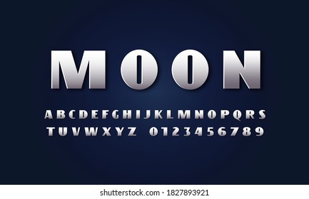 Vector de material color plata y metal cromo sans serif fuente. Cartas y números para el diseño del logotipo