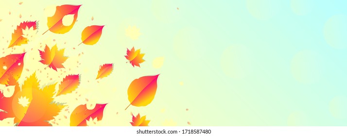 Stock-Vektorgrafik einfache minimalistische Herbsthintergrund orange gelb. Stilvolle Blätter auf dem Hintergrund, Verwendung für Design-Text oder soziale Medien
