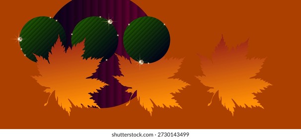 Stock Vector simple minimalista otoño fondo naranja amarillo. Hojas elegantes esparcidas por el fondo, uso para el texto de diseño o redes sociales