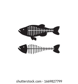 Stock Vector Skeleton Fish Bone Black Concept Design