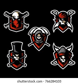 Stock vector Skull head in various custom, skull  head vector illustration