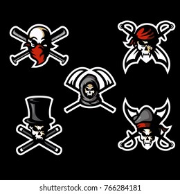 Stock vector Skull head in various custom, skull  head vector illustration