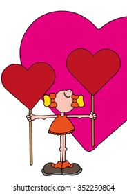 Stock vector of smiling girl with lollipops