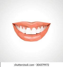 Stock vector smiling white teeth and pink lips