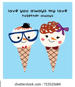 stock vector snowmen ice cream blue and red
