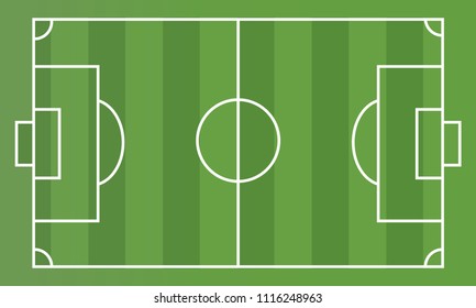 Stock vector of soccer football field from top view. Picture for background and sport concept.