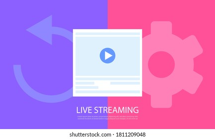 Stock vector social media live streaming background replay and setting concept design