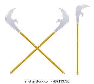 Stock Vector spears on a white background. Ancient weapon. Subject on a white background isolate. Medieval weapons infantryman.