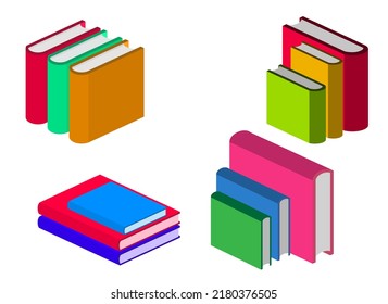 stock vector stack of books  and notebooks in library or bookstore. set realistic 

collection of book. 
