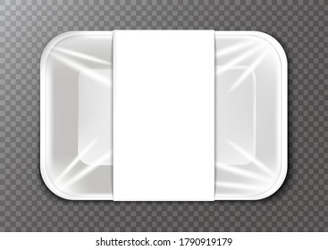 stock vector of styrofoam packaging with white paper wrap