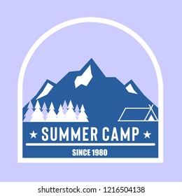 Stock vector of summer camp logo. Mountain adventures logo design