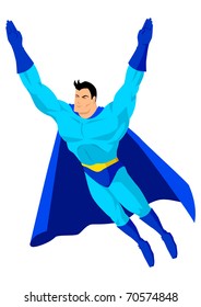 Stock vector of a superhero flying