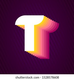 stock vector T retro bold alphabet retro typeface letter, abstract logo icon design template for business corporate. minimalistic concept logo design.