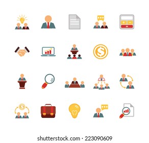 Stock vector team management color pictograph icon set