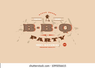 Stock vector template of BBQ party invitation. Color print on brown background