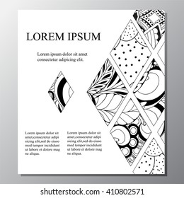 stock vector template for brochure, card, cover, book with patchwork design