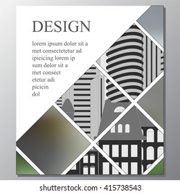 stock vector template for brochure, card, cover, book with patchwork design