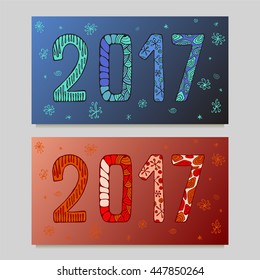 stock vector template for brochure, card, cover, book, invitation with doodle christmas pattern, 2017.